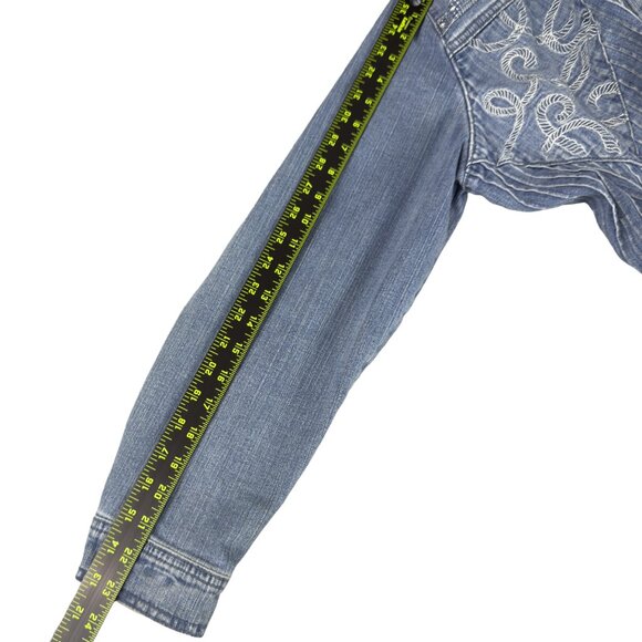 Vintage DRAPERS & DAMONS Denim Jacket Zip Front Embroidered Stretch Womens 1X - Picture 9 of 9